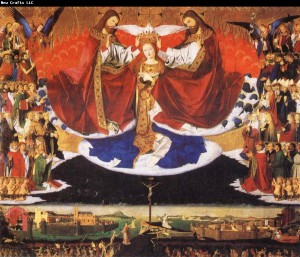 Entire Painting of The Coronation of the Blessed Virgin Mary by Enguerrand Quarton