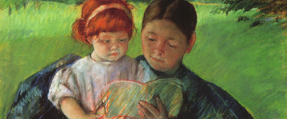 Reading Out Loud to Child Painting Wide Pic