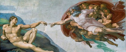 Michaelangelo Sistine Chapel God and Adam Wide Pic