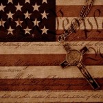 American Flag Benedictine Crucifix Cross We the People Motto