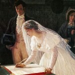 Edmund Blair Signing the Register Wedding Registration Marriage Painting Wide Pic