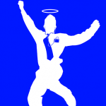 Man Dancing with Halo Blue and White Shadow Image