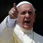 Pope Francis Pointing Strong Face Wide Pic
