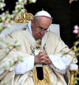 Pope Francis Praying Eye Glasses Sitting Slumped Over