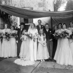 Big Wedding Marriage Family Black and White Wide Pic