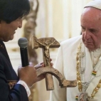 Evo Morales Bolivian Communist Cruciffix Pope Francis Square Pic