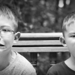 Two Children Boys Make Gross Scary Bewildered Animated Face Wide Pic