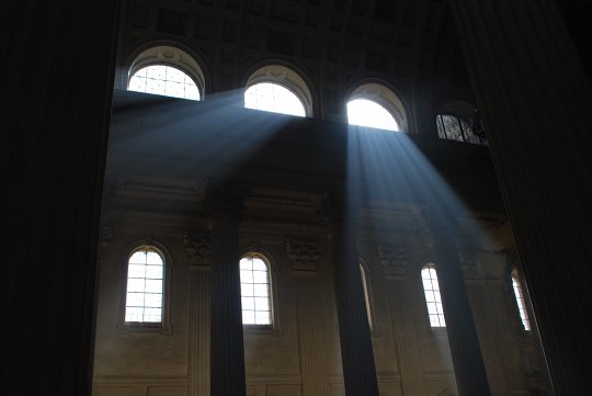 Empty Church Shadows Dark Room Sunlight