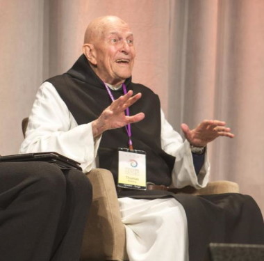 Father Thomas Keating Sitting Smiling Laughing