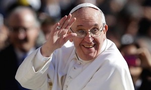 Pope Francis Smiling and Waving Wide Pic