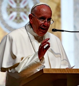 Pope Francis Speaking at Podium