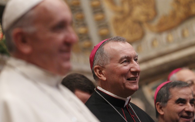 Cardinal Pietro Carolin and Pope Francis at Synod on the Family 2015