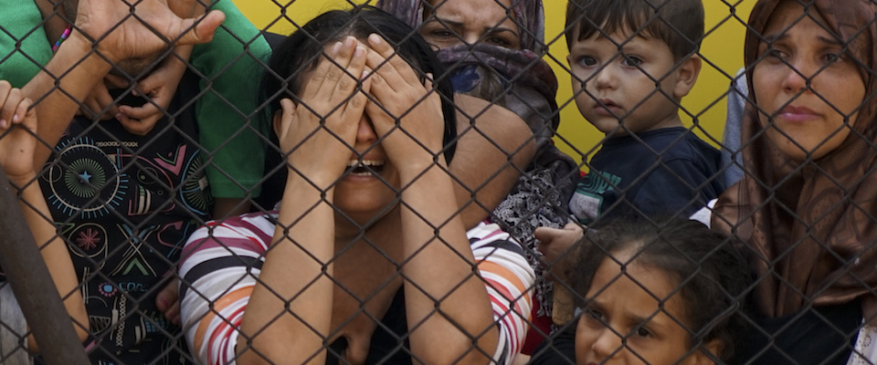 Women and children among Syrian refugees striking at the platform of Budapest Keleti railway station. Refugee crisis. Budapest, Hungary, Central Europe, 4 September 2015.