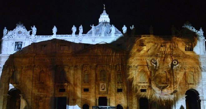 Vatican Light Show Propaganda Pope Francis Saint Peters Square