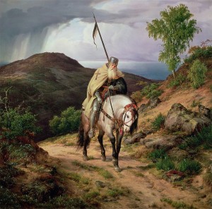 The Return of the Crusader, 1835 (oil on canvas) by Lessing, Carl Friedrich (1808-80)