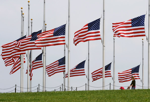 American Flags Half Mast Memorial Day