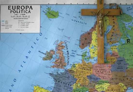 Crucifix on European Map