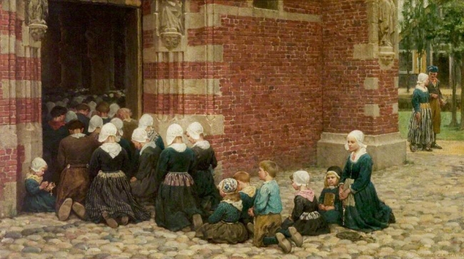 George Clausen, “High Mass in a Village on the Zuiderzee” (c. 1880) Read more: http://www.ncregister.com/blog/carstens/whats-behind-cardinal-sarahs-ad-orientem-call/#ixzz4AQyAXsue