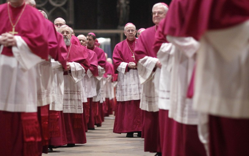 German bishops arriving for a plenary meeting in Freiburg (C.N.S.)