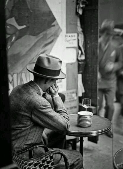 Man at Coffee Shop Outdoor Street Cafe