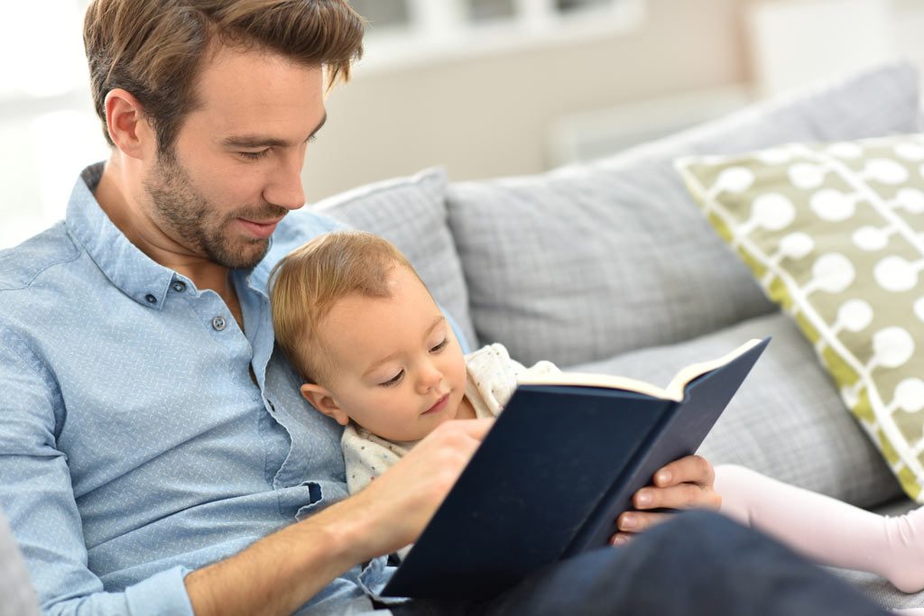 Dad Child Father Reading to Little Baby Boy