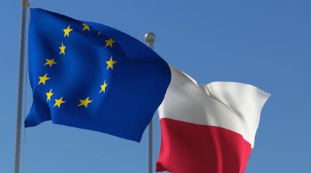 Flags of European Union and Poland