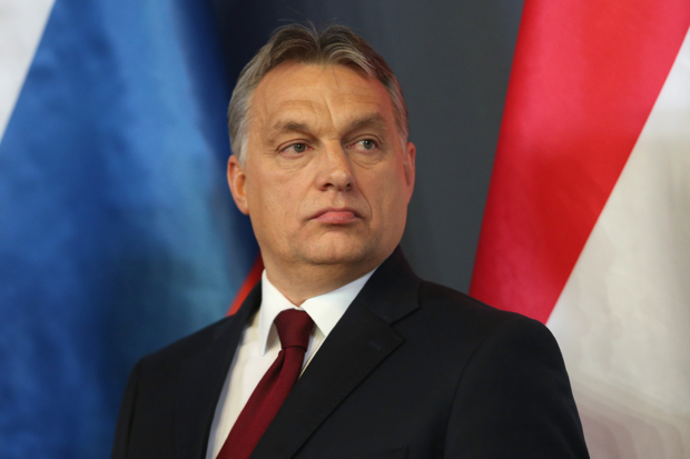 BUDAPEST, HUNGARY - FEBRUARY 17: Hungarian Prime Minister Viktor Orban speaks to the media with Russian President Vladimir Putin at Parliament on February 17, 2015 in Budapest, Hungary. Putin is in Budapest on a one-day visit, his first visit to an EU-member country since he attended ceremonies marking the 70th anniversary of the D-Day invasions in France in June, 2014. (Photo by Sean Gallup/Getty Images)