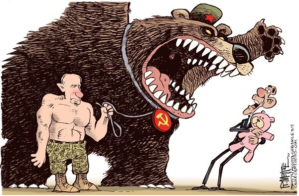 Putin Obama Russian Bear Cartoon