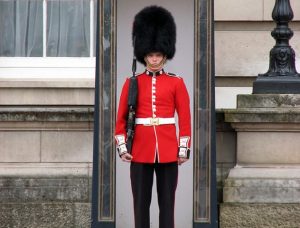 British Soldier at Attention in full regalia